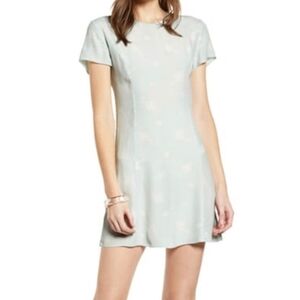 SOMETHING NAVY Teal Easy Flirty Etch Flowers Minidress Women’s Small Cottagecore